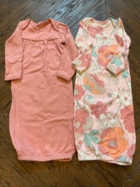 Carter's Pink Solid and Floral Sleep Sacks - Long Sleeve Gowns